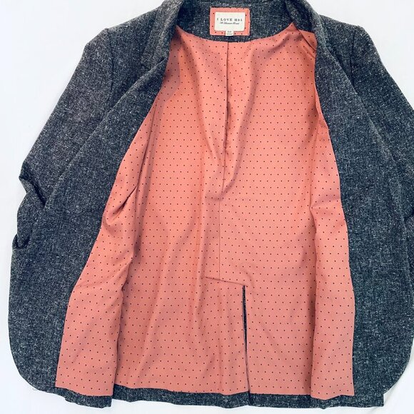 Forever 21 grey blazer Womens Small peach lining office academia classic preppy - Picture 4 of 9